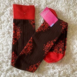 Orange & Brown Over the Knee Demask Socks